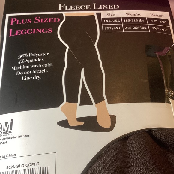 - 🌸PLUS SIZE 2 Pairs of Gold Medal Fleece Lined Leggings 1X/2X - Picture 3 of 6